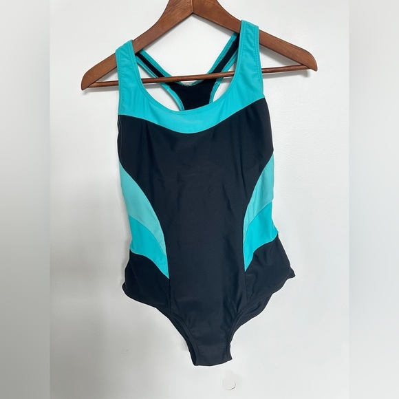 Women's Black and Teal Swimsuit - Picture 1 of 4